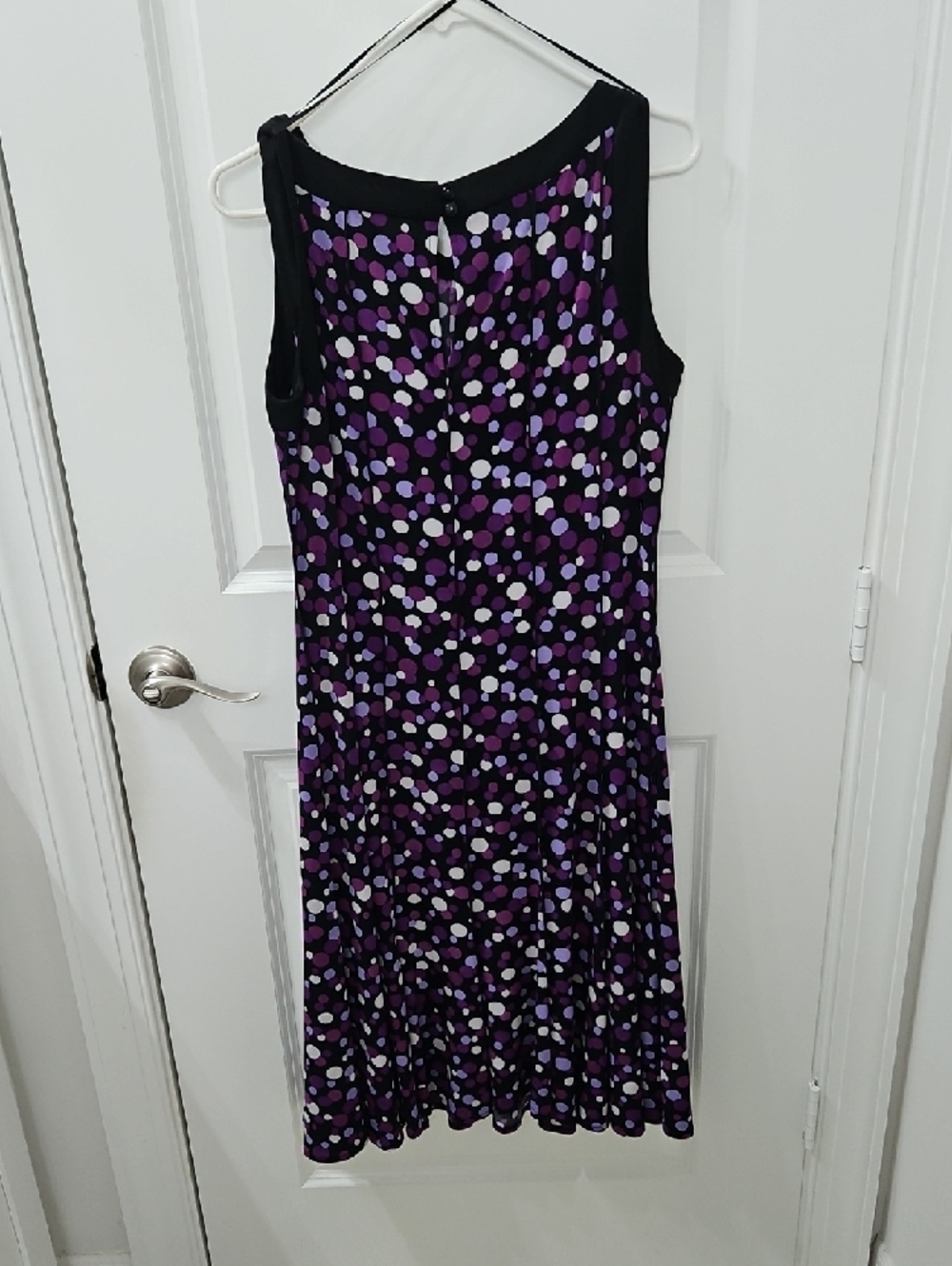 Studio I Purple Polka Dot Midi Dress with Black Trim - Picture 3 of 4